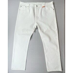 Levi's 501 Jeans Men’s 42x32 White Denim Straight Leg Button Fly Stain Classic